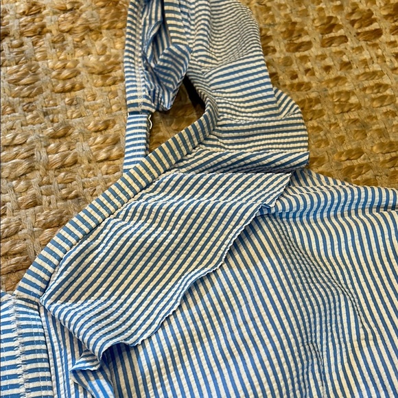 Time and Tru Blue Striped One Piece Swimsuit - Picture 3 of 12